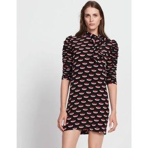 SANDRO - Mareva Ruched Sleeve Tattoo print dress